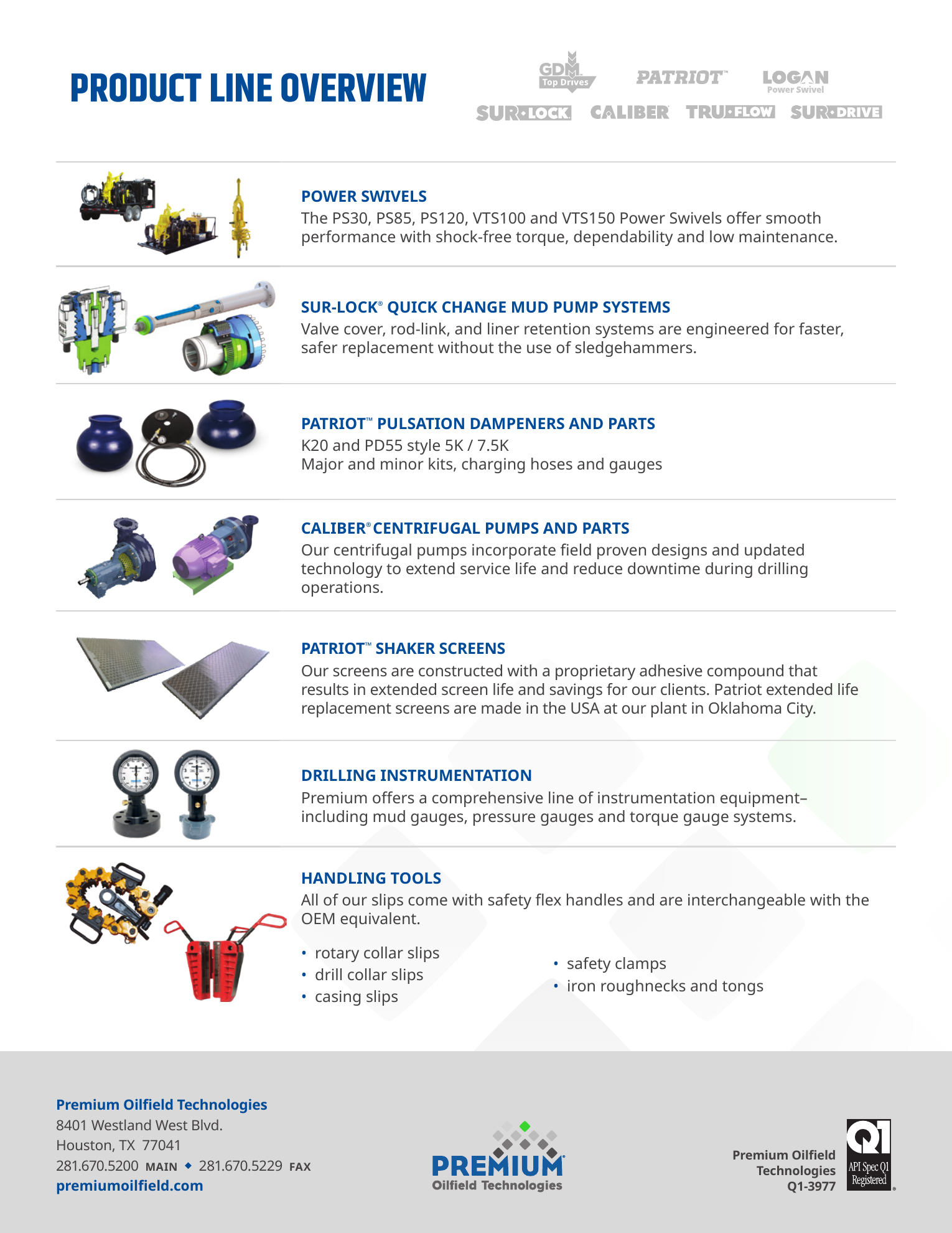 Segunda página del Product Line Overview de Premium
